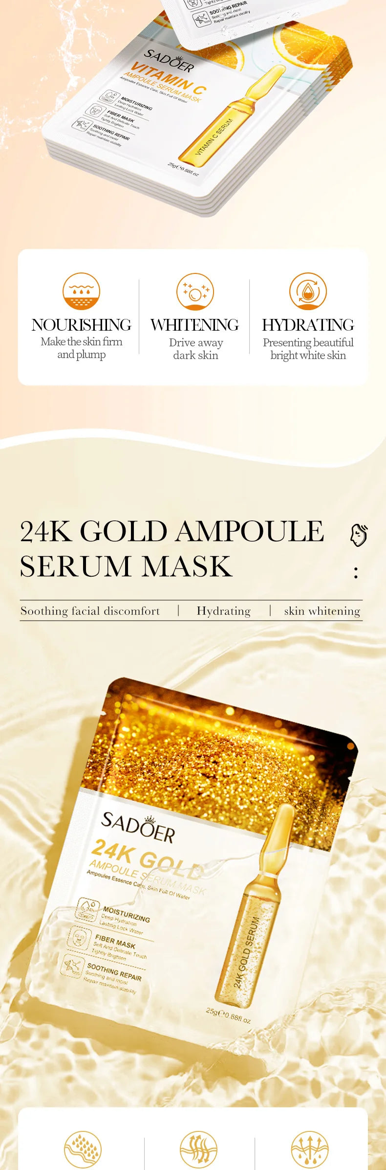 15pcs 24K Gold Hyaluronic Face Mask| EcoGlow Essentials