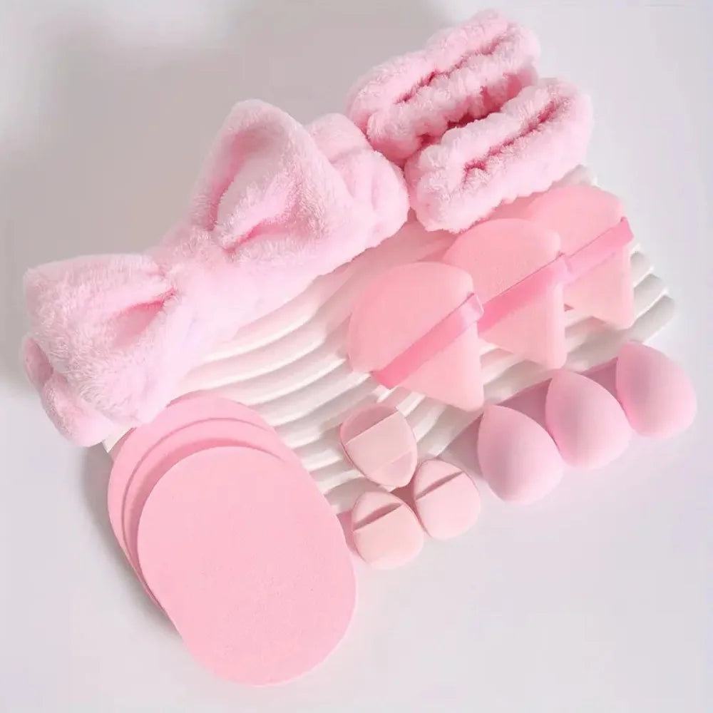 12/15Pcs Cosmetic Sponge Set w/ Headband |EcoGlow Essentials