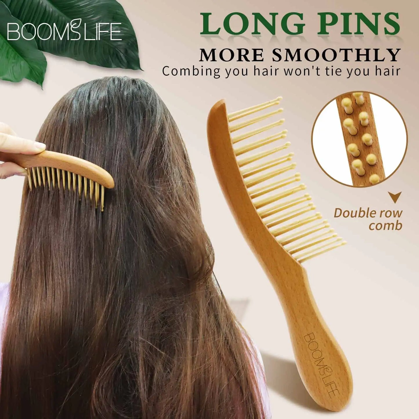 Long Pin Bamboo Comb| EcoGlow Essentials