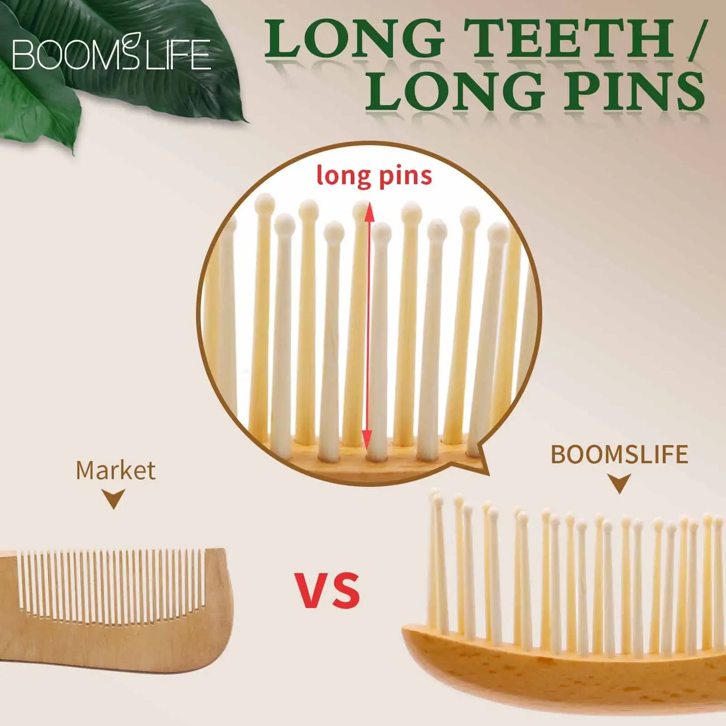 Long Pin Bamboo Comb| EcoGlow Essentials