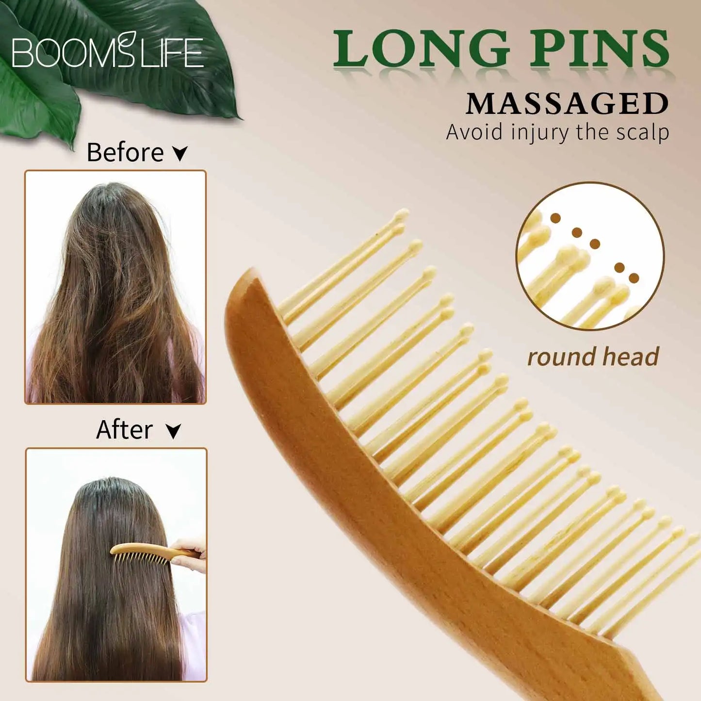 Long Pin Bamboo Comb| EcoGlow Essentials